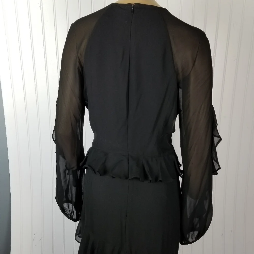Cooper St Tiered Dress Size 10 Black Lined Asymmetric Long Sleeve Sleeve Ruffles - Picture 11 of 12